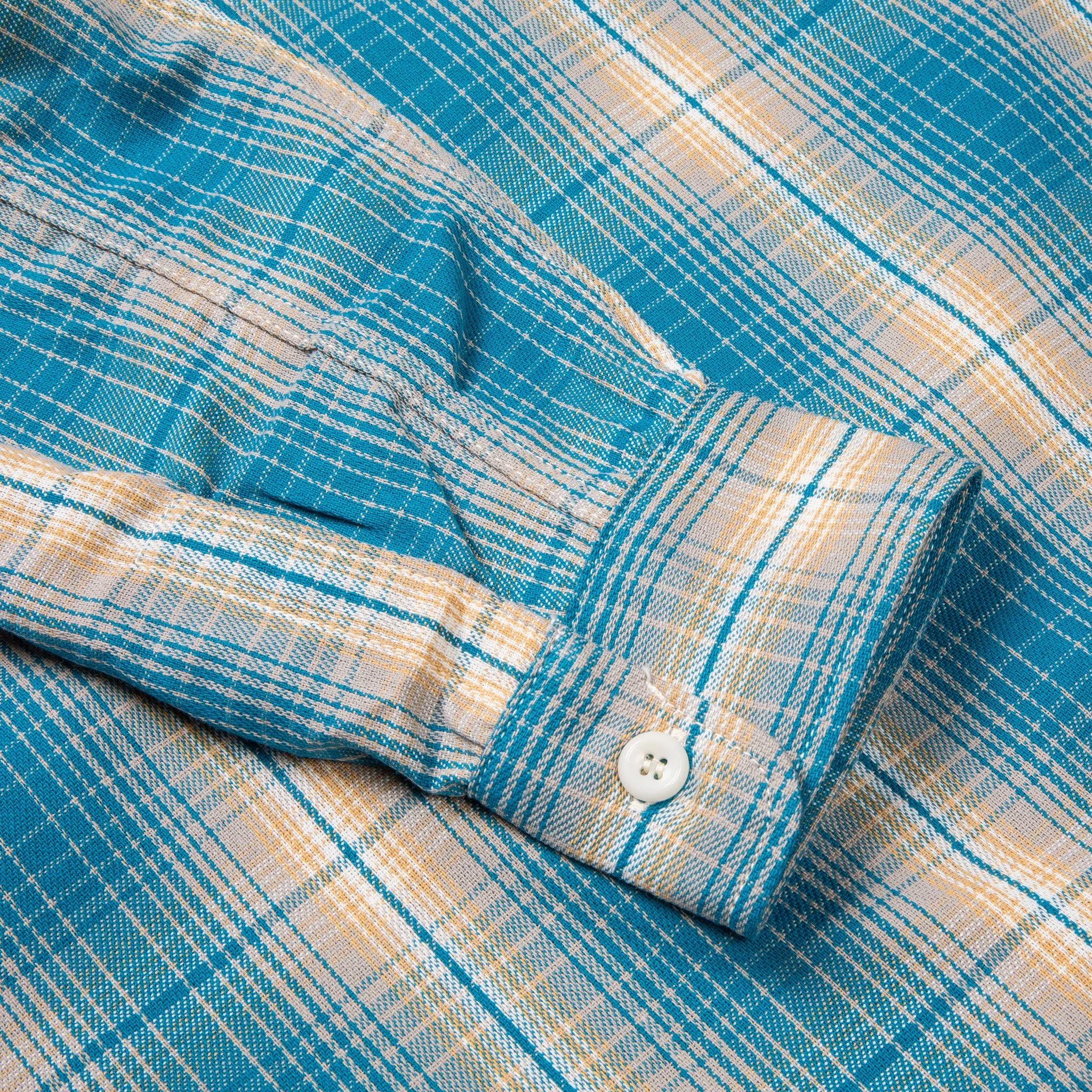 The Real McCoy's 8HU Ombre Check Summer Flannel Shirt Turquoise