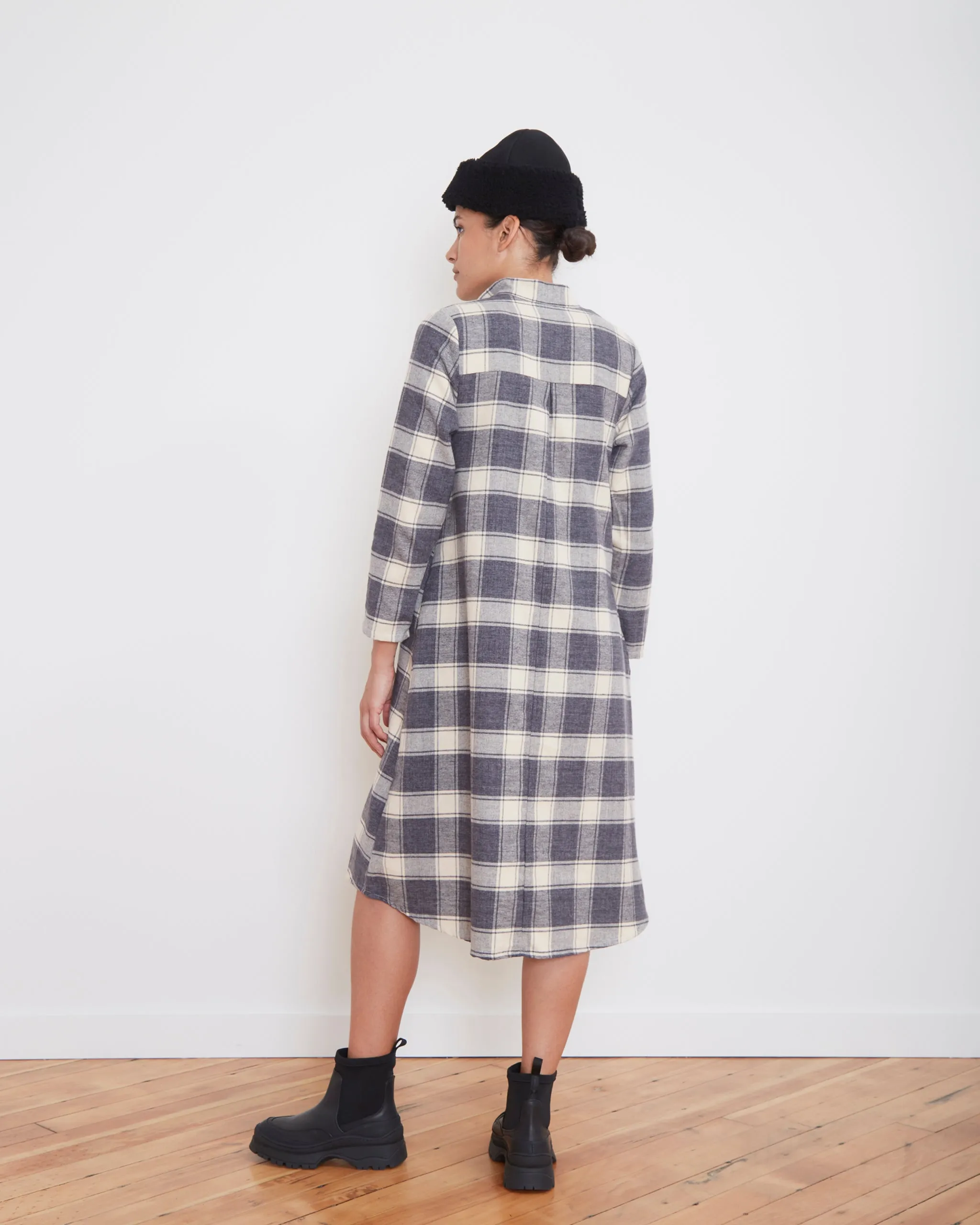 Thea Dress in Gray Plaid