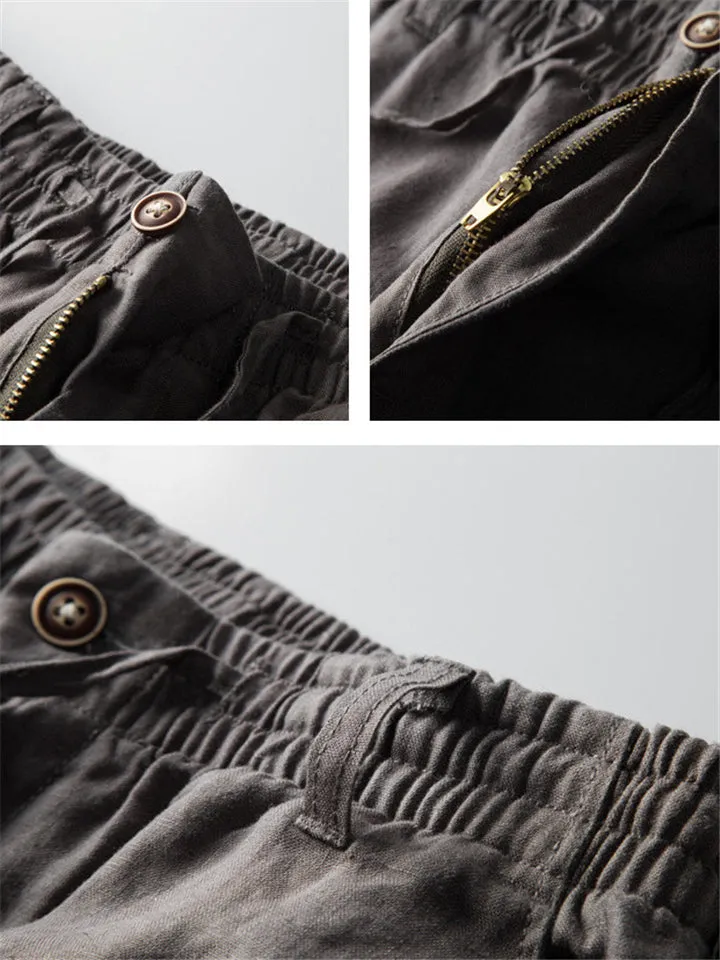 Thin Loose Linen Drawstring Solid Color Pants