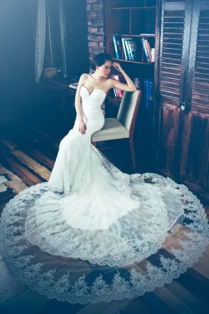 Three Layers Lace Wedding Dress with Sweetheart Bodice