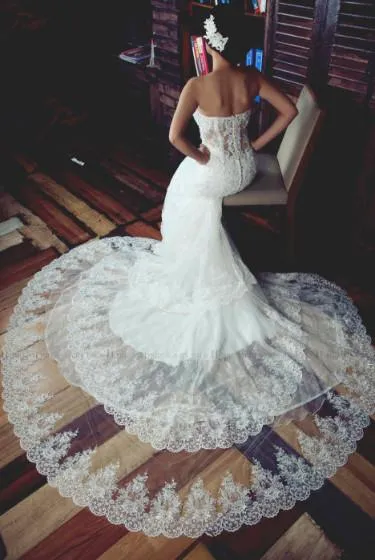 Three Layers Lace Wedding Dress with Sweetheart Bodice