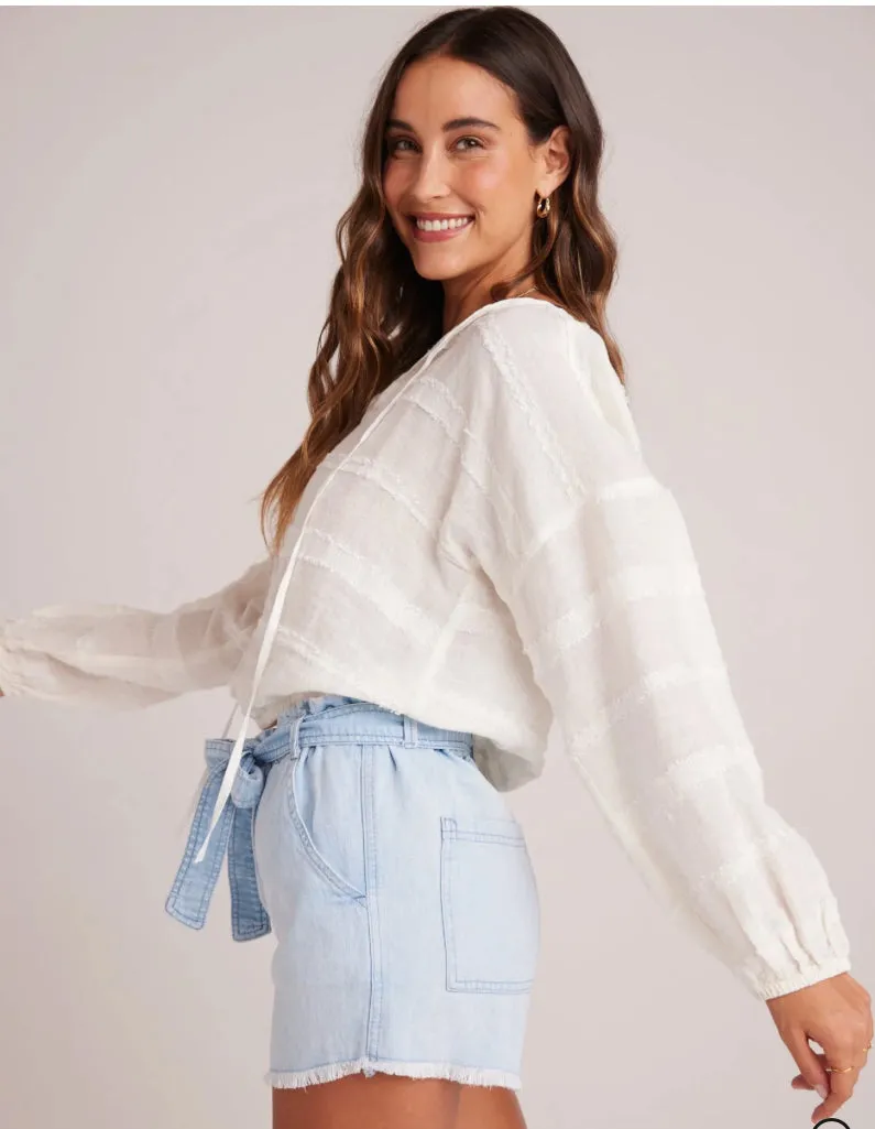 Tie Up Pullover Top - White