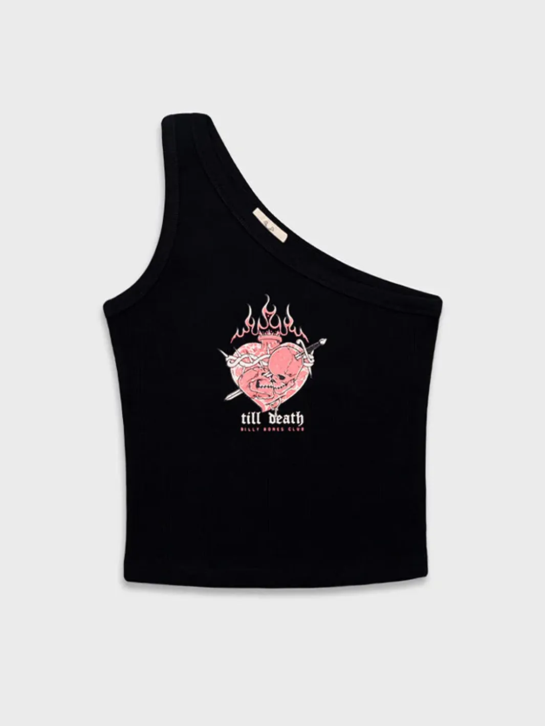 TILL DEATH ONE SHOULDER CROP - BLACK