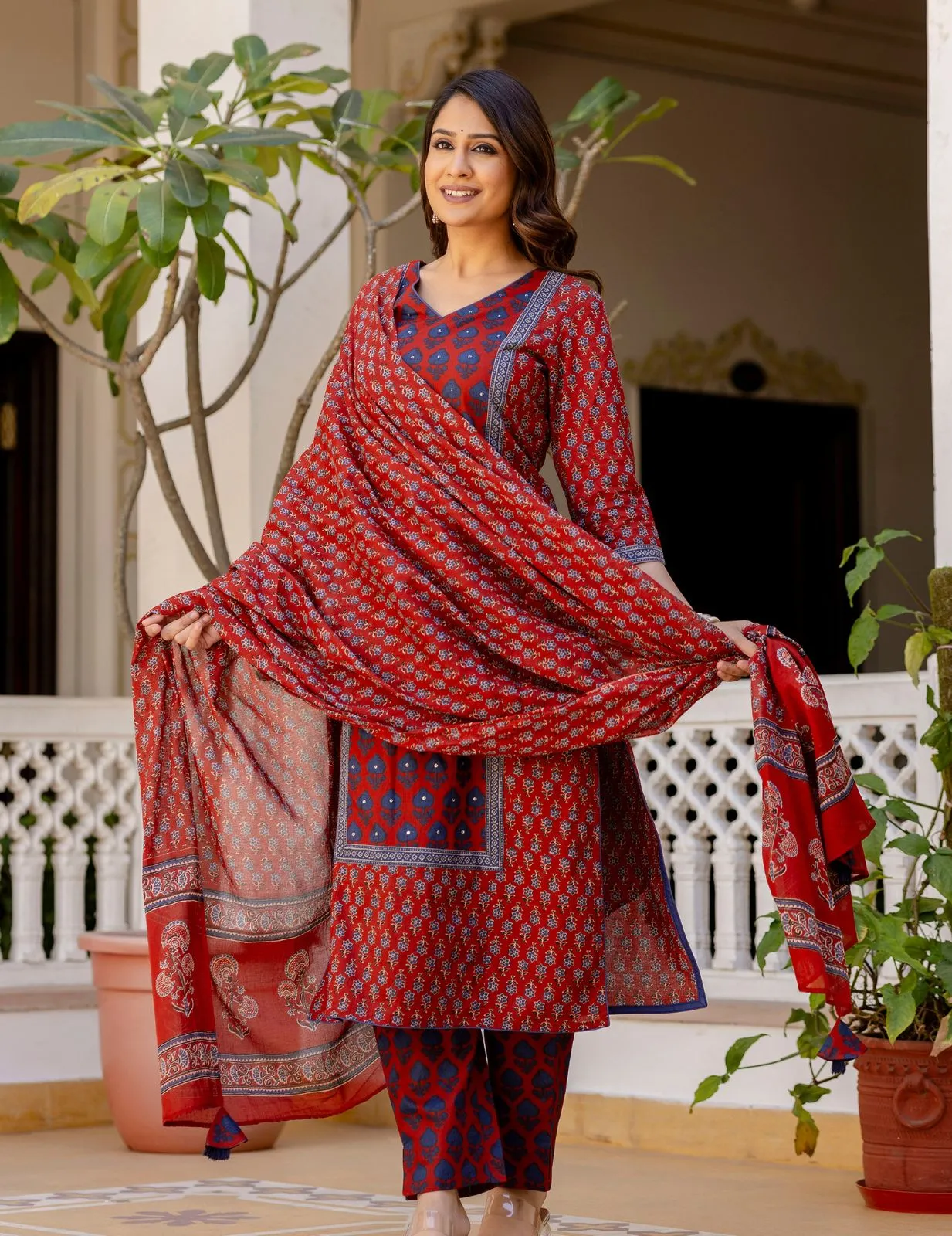 Timeless Red & Blue Kurta Set | Traditional Yet Trendy