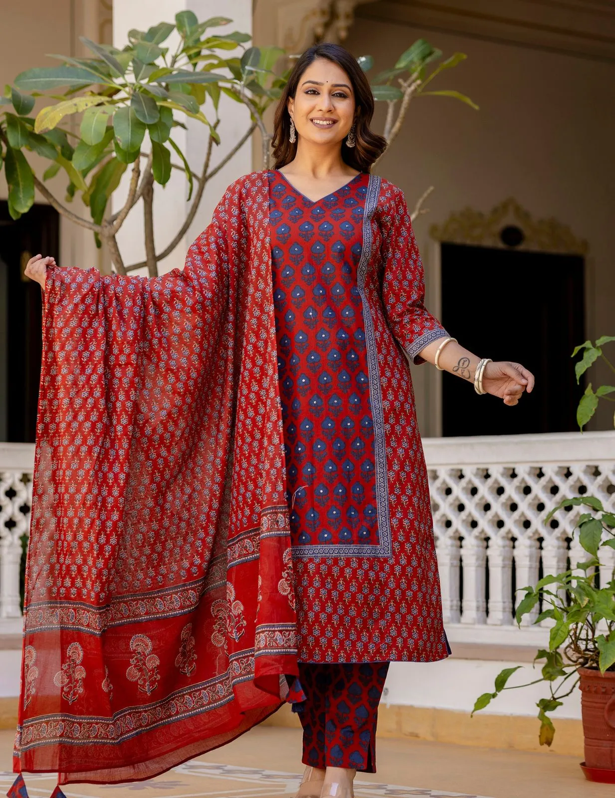 Timeless Red & Blue Kurta Set | Traditional Yet Trendy
