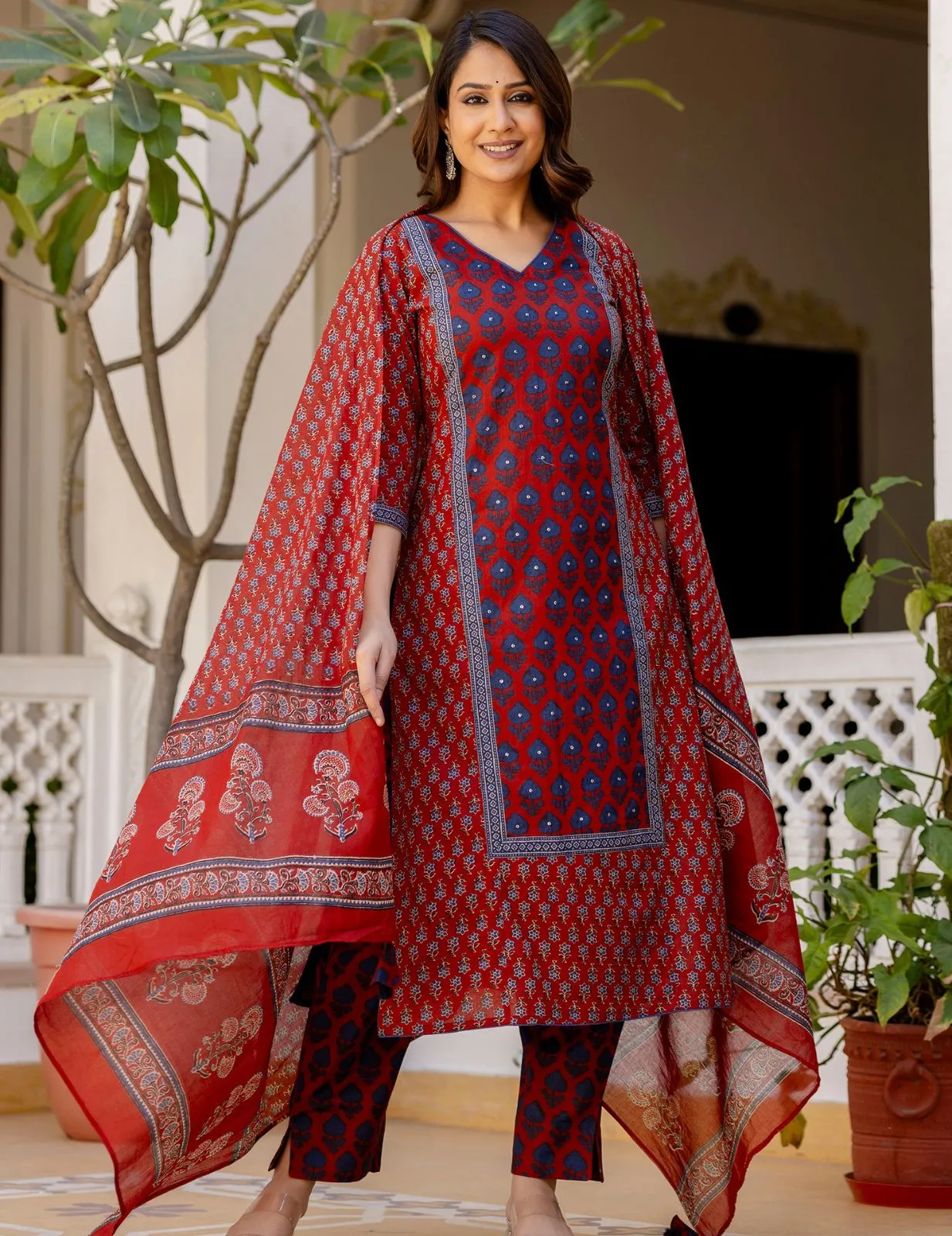 Timeless Red & Blue Kurta Set | Traditional Yet Trendy