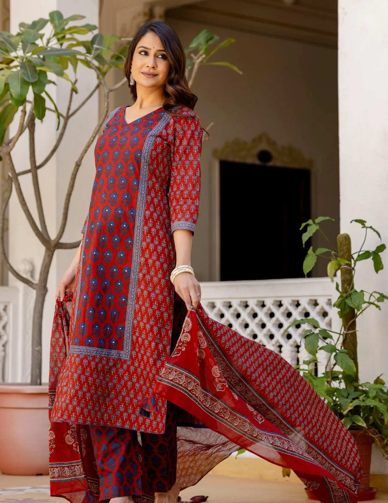 Timeless Red & Blue Kurta Set | Traditional Yet Trendy