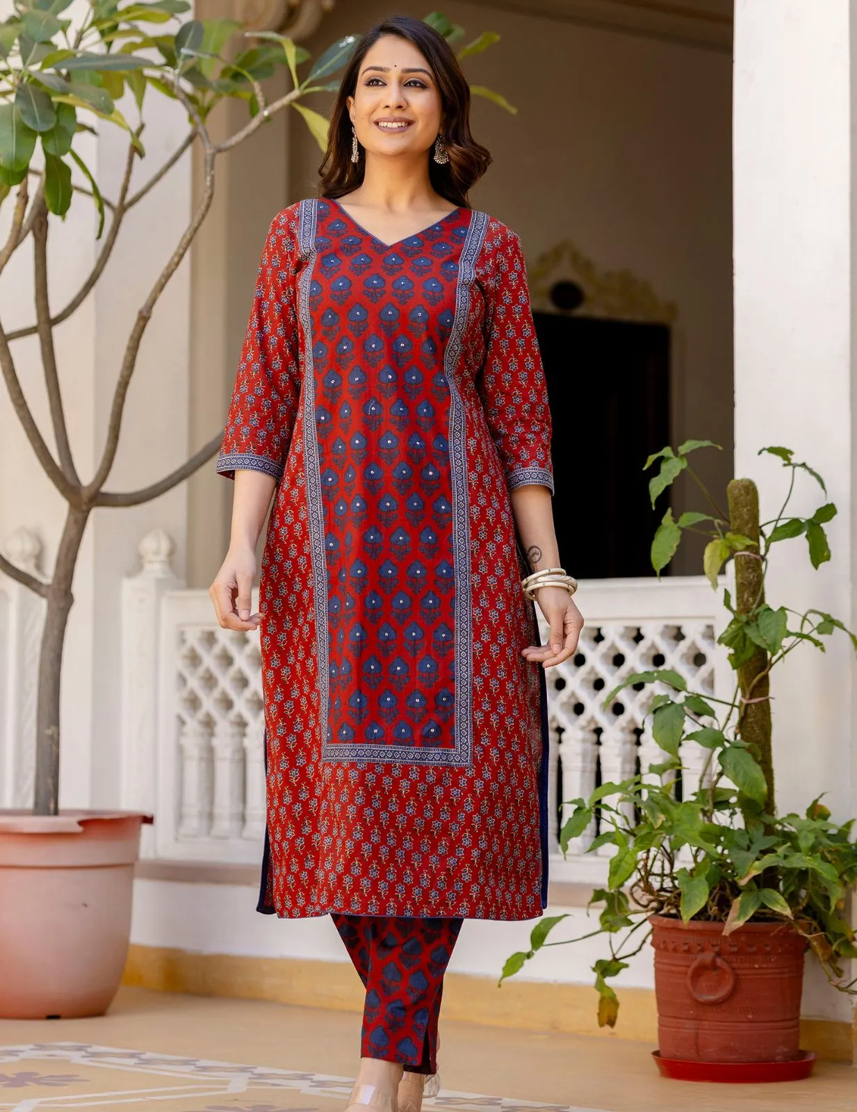 Timeless Red & Blue Kurta Set | Traditional Yet Trendy