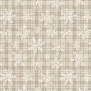 Timeless Treasures Gail Let It Snow Snowflakes Plaid Natural CD1466