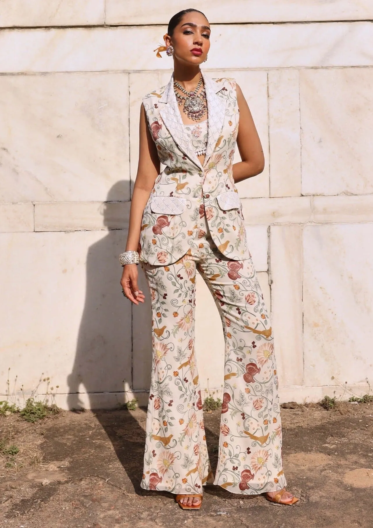Tishya printed jacket and pant set