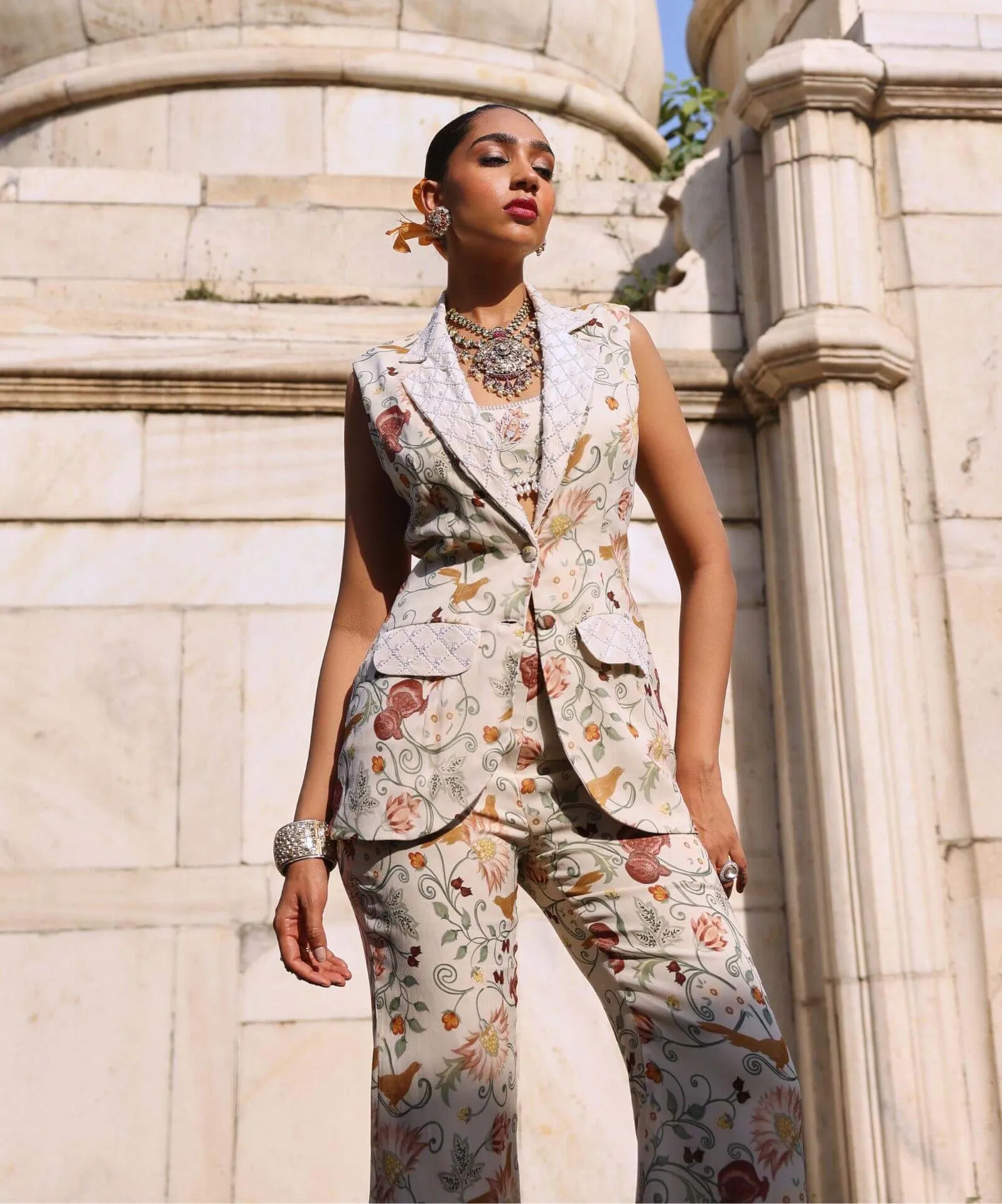 Tishya printed jacket and pant set