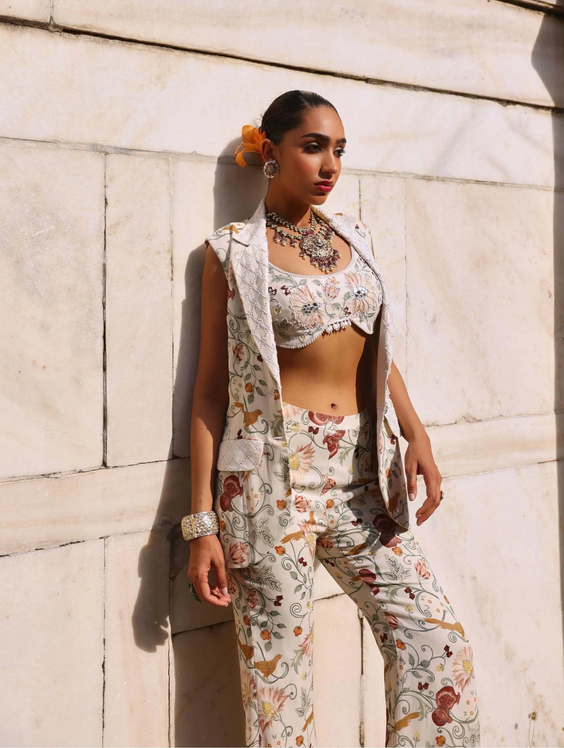 Tishya printed jacket and pant set