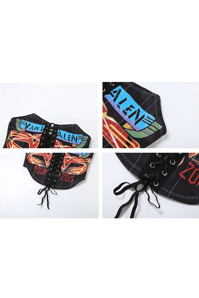 TK0334 Graphic Bustier Tube Top
