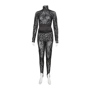 TOM FORD LACE SET WITH SATIN CORSET BELT