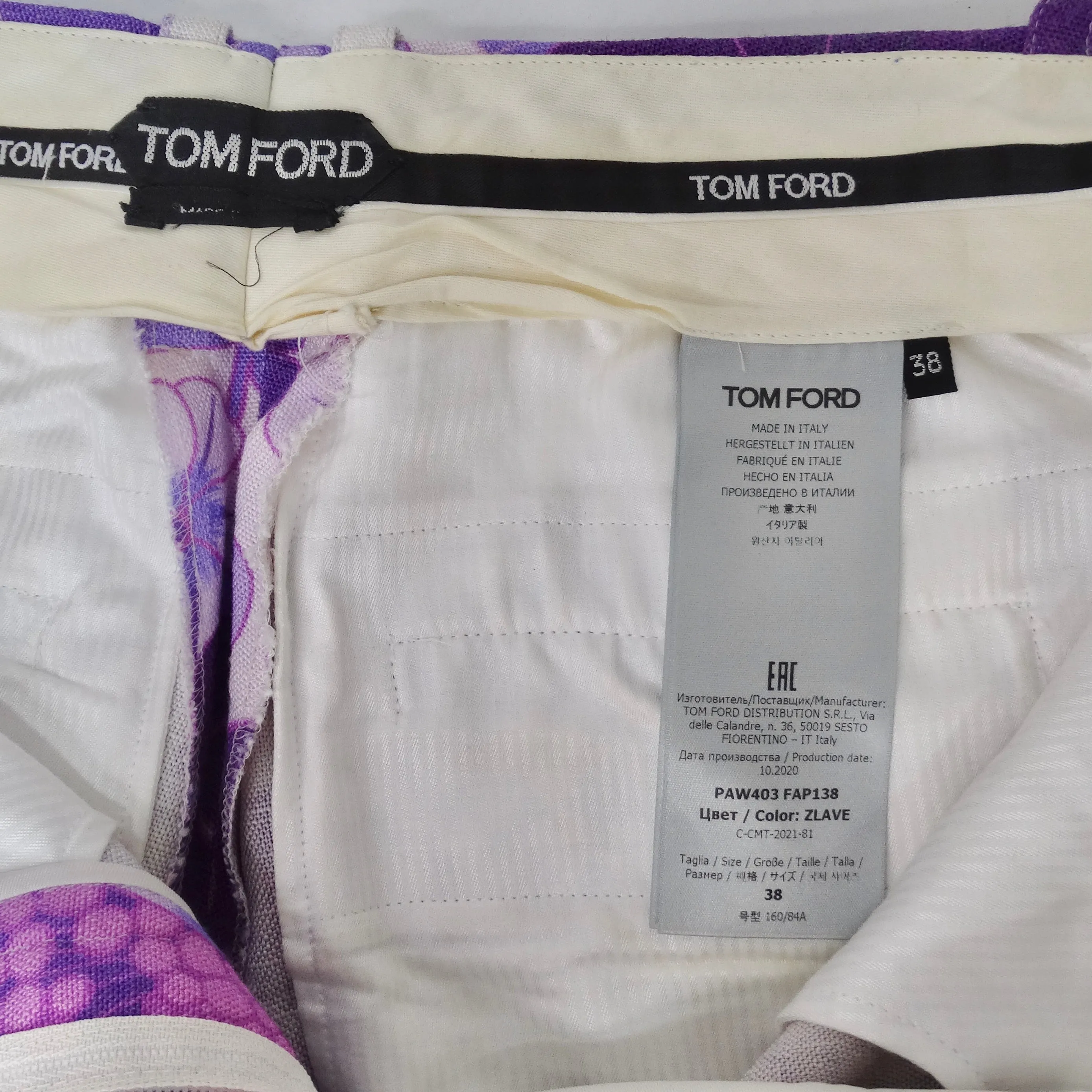 Tom Ford Spring 2021 Purple Floral Print Trousers