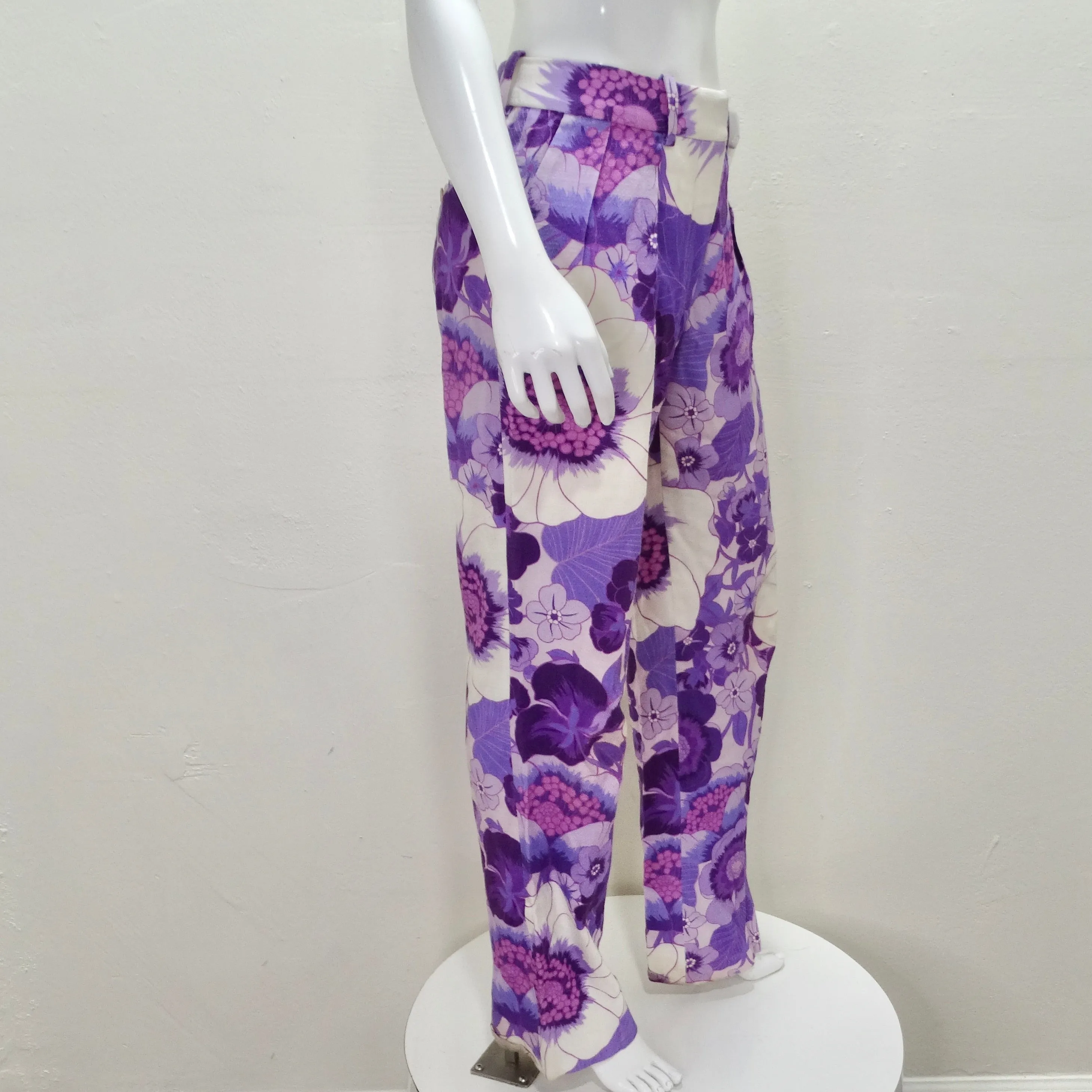 Tom Ford Spring 2021 Purple Floral Print Trousers