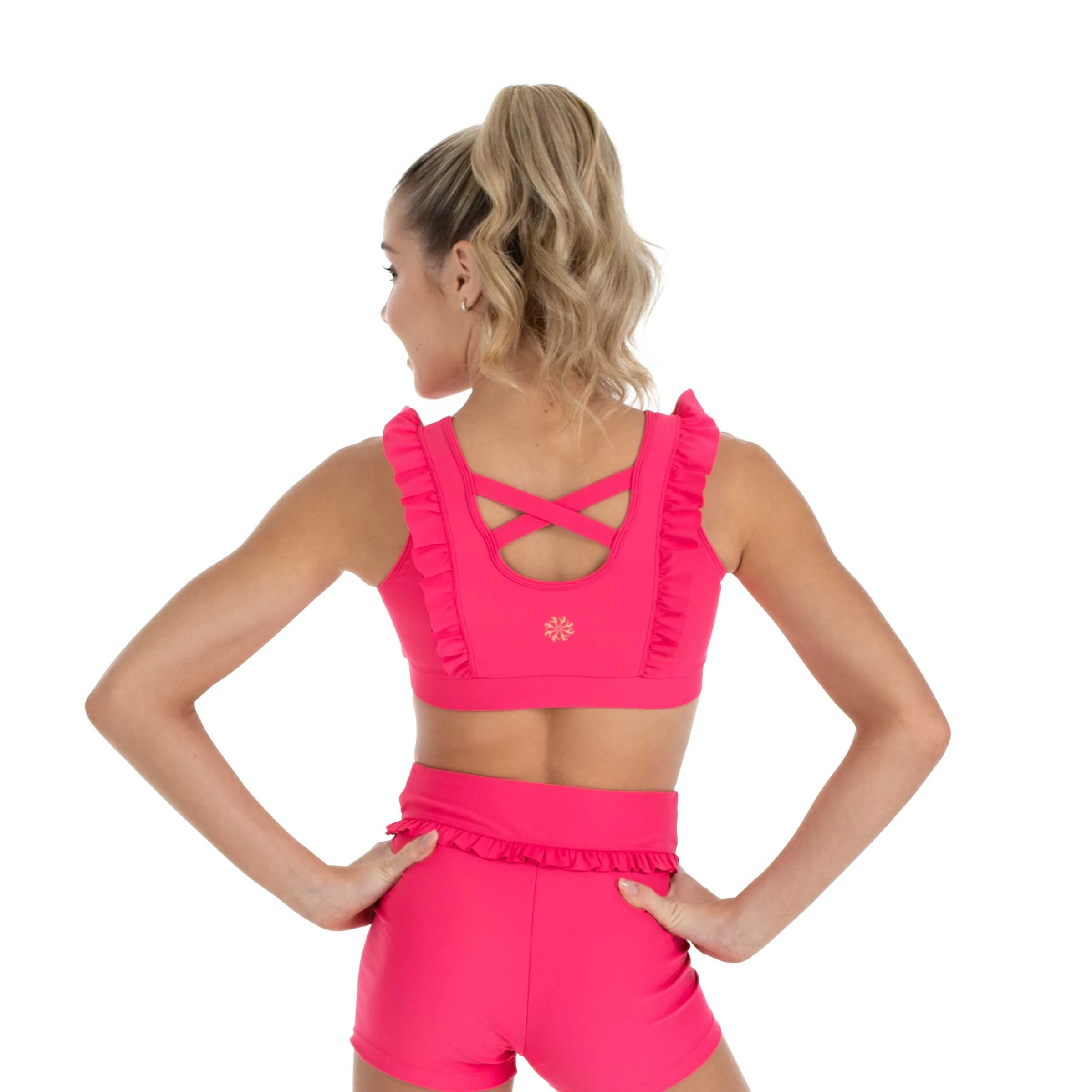 Tonya: Frill Bra Crop in Raspberry Pink