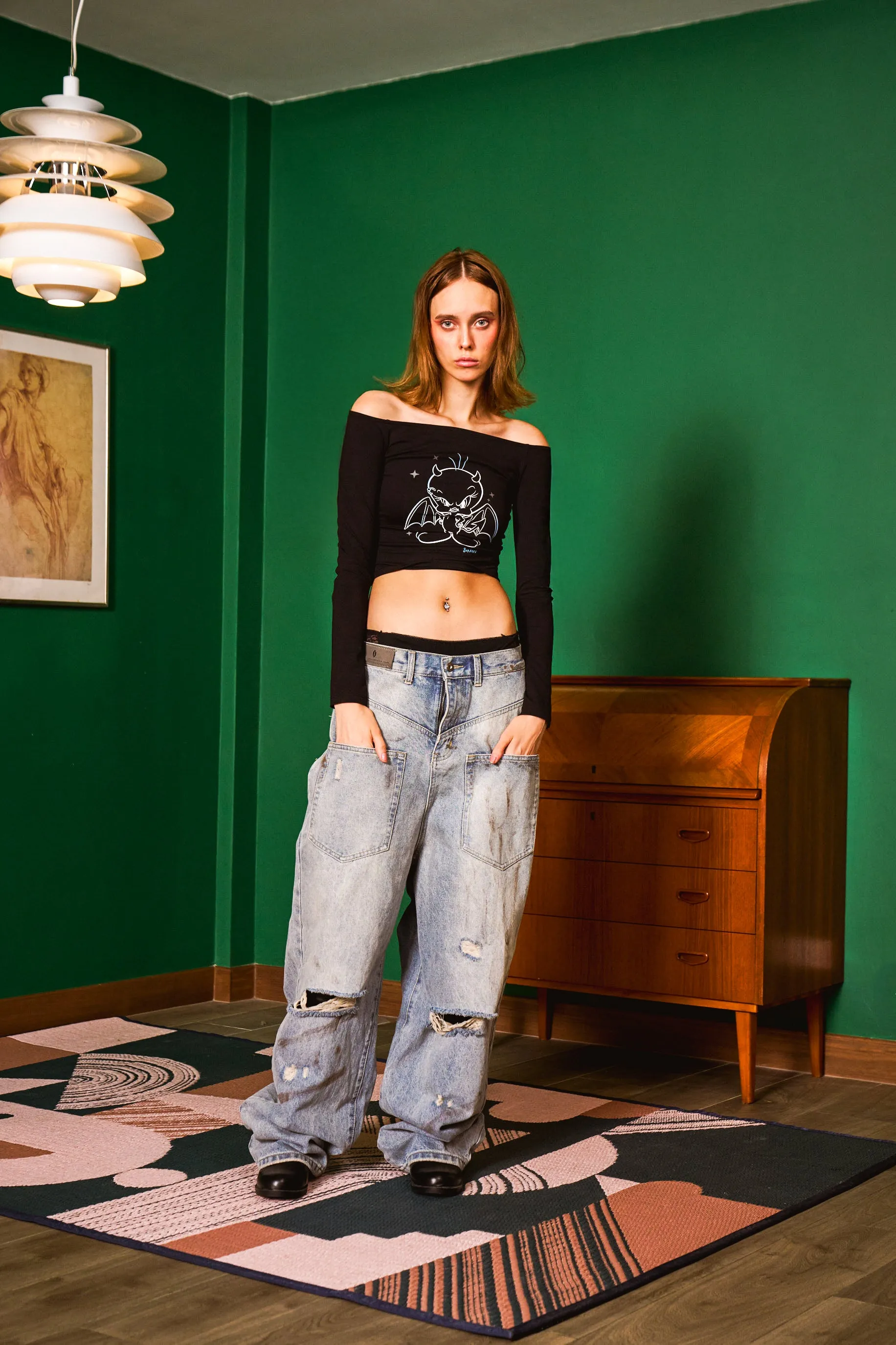 Tweety Satan Off Shoulder Top