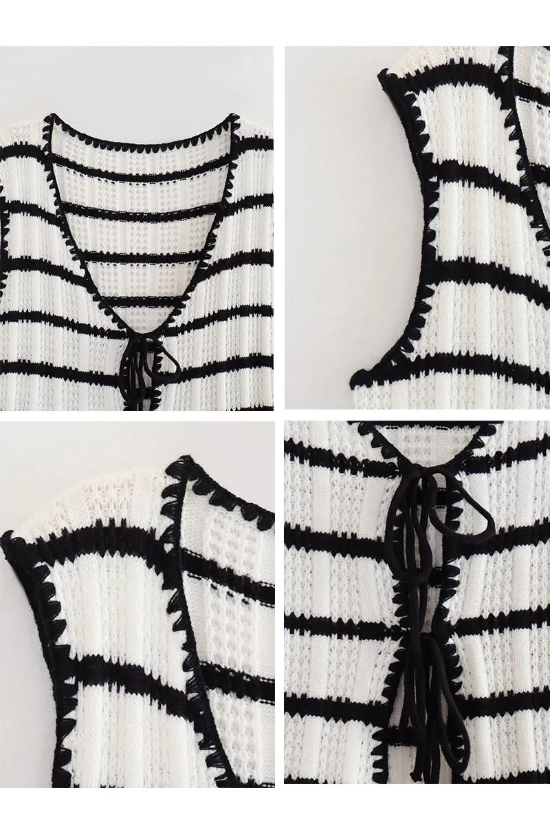 UJ0350 Stripes Knitted Pants Set