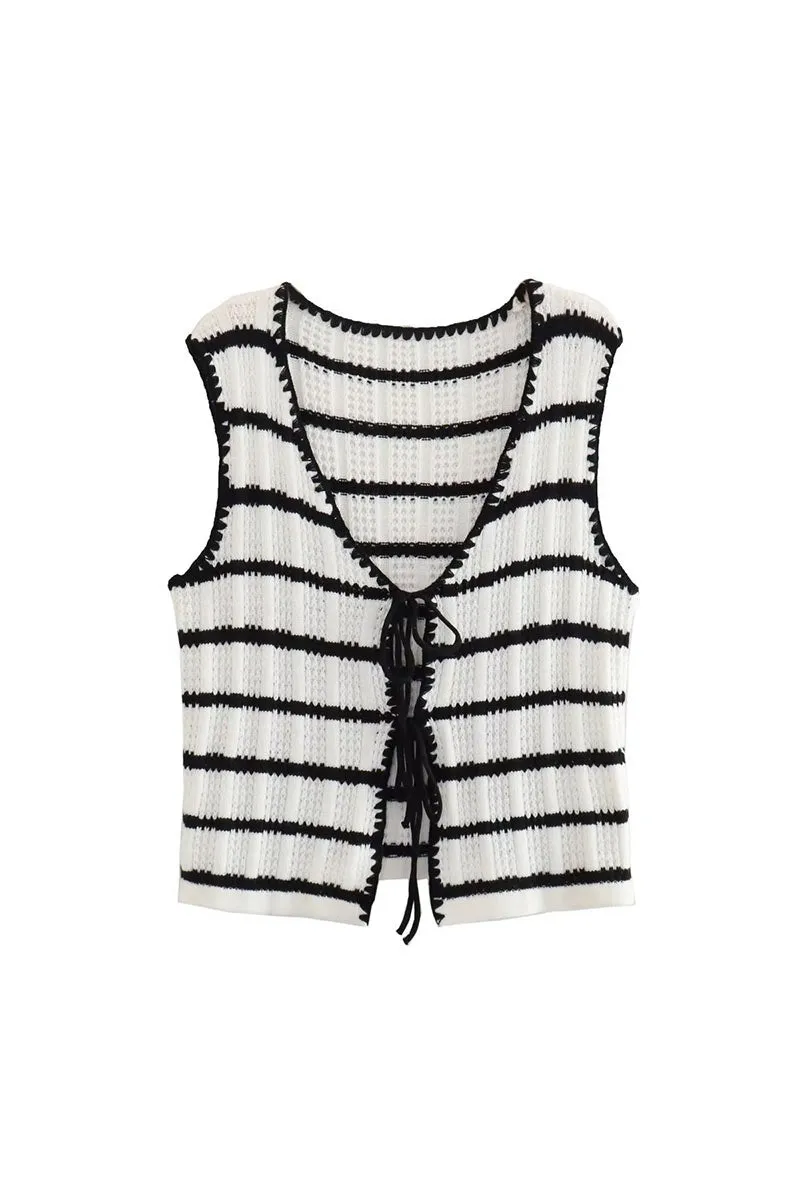 UJ0350 Stripes Knitted Pants Set
