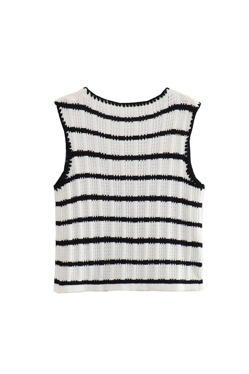 UJ0350 Stripes Knitted Pants Set