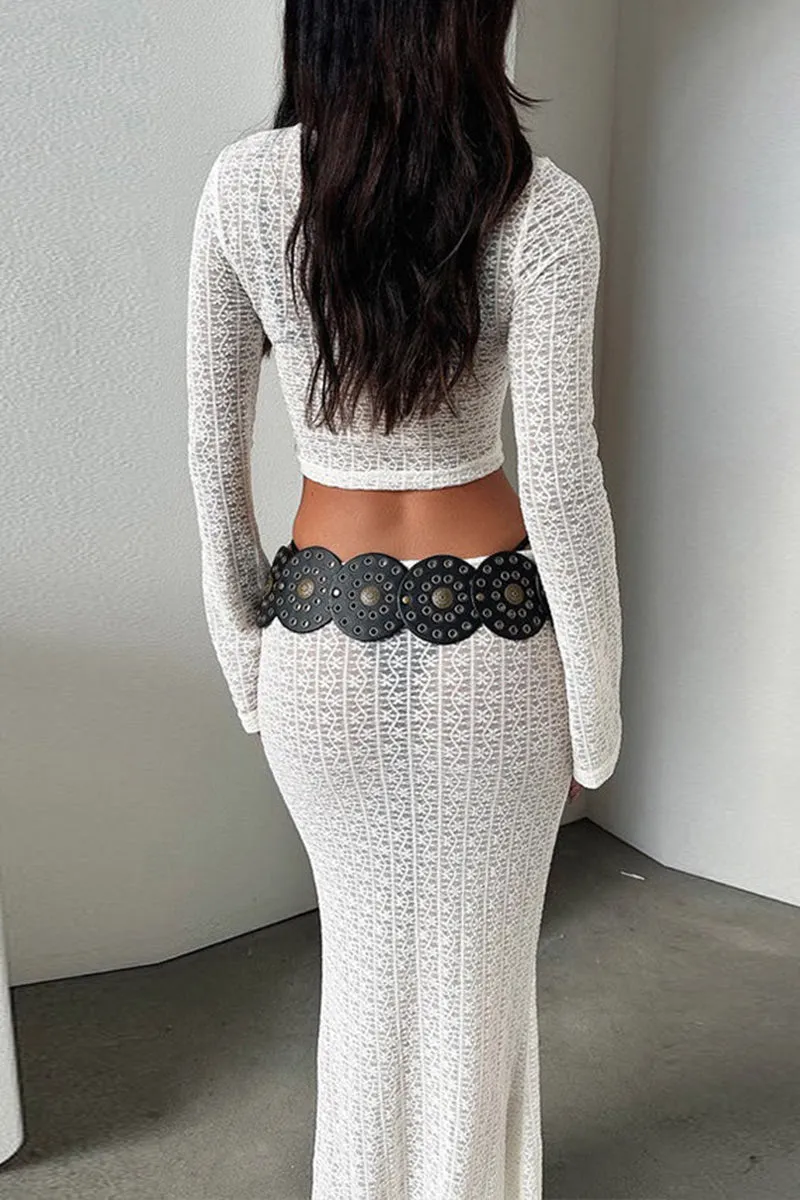 UM0162 Lace Shirt and Skirt Set