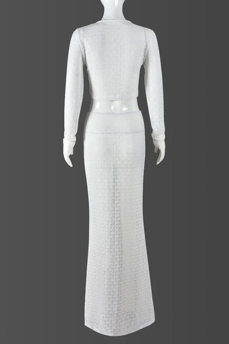 UM0162 Lace Shirt and Skirt Set