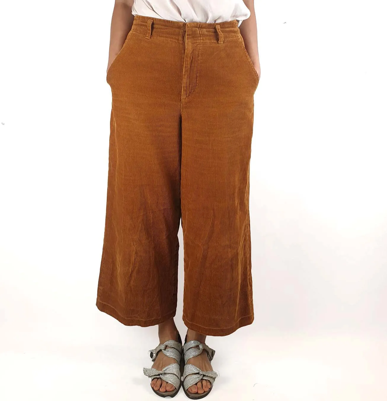 Uniqlo brown cord wide leg pants fits 10