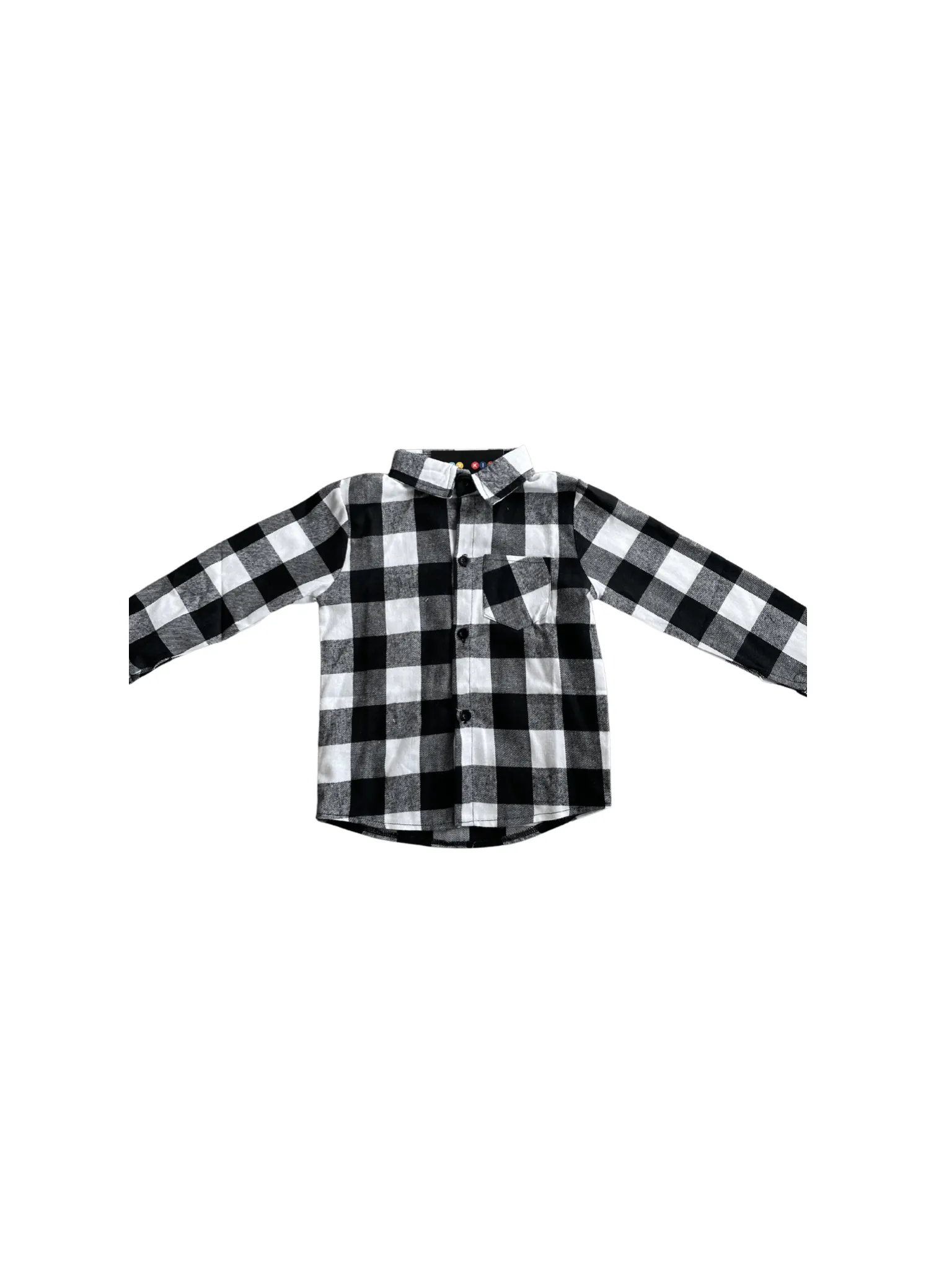 Unisex black and white plaid flannel