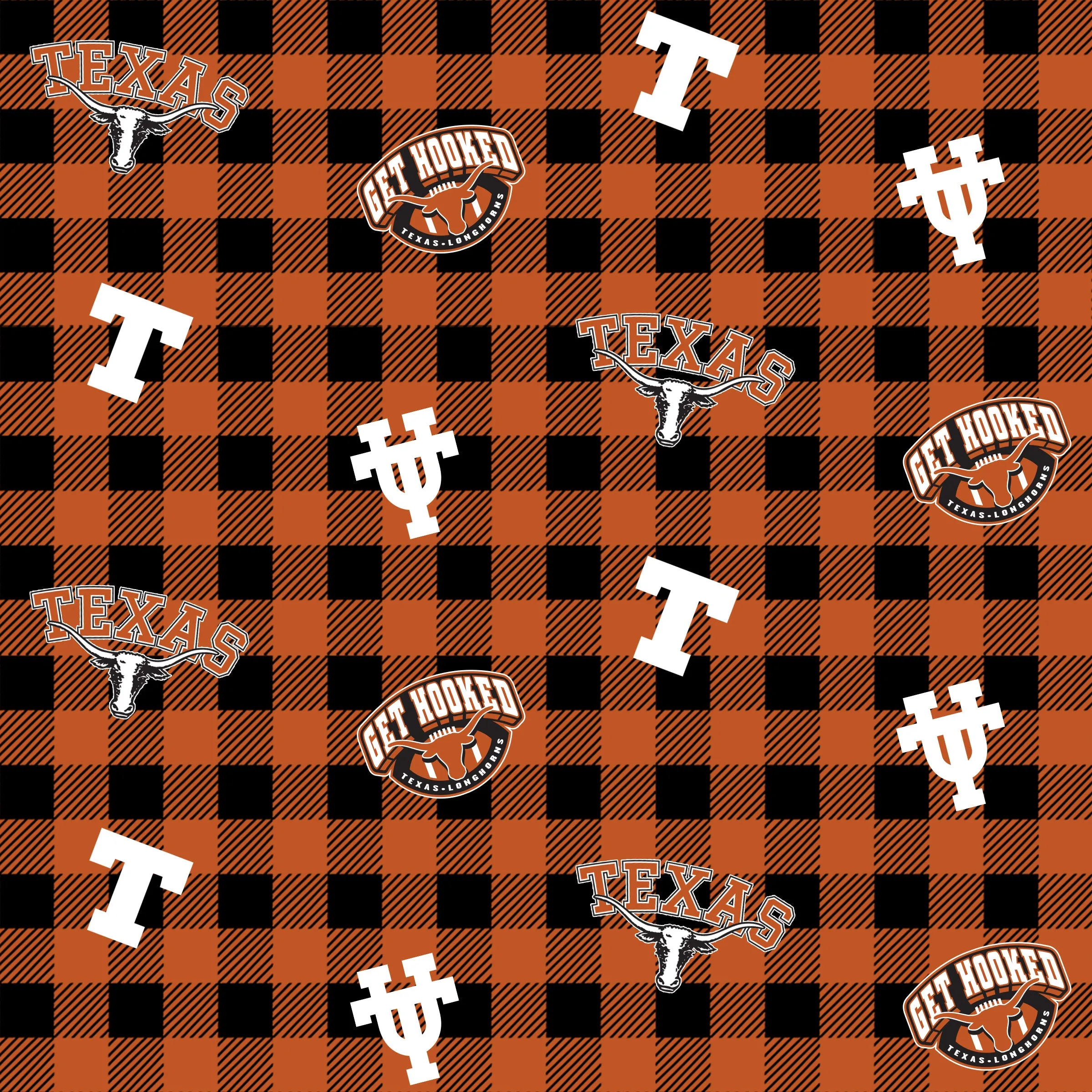 UNIVERSITY OF TEXAS-Buffalo Plaid-100% Cotton-TX1207