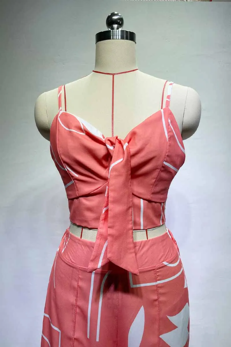 UNY40127 Printed Sleeveless Top & Pants Set
