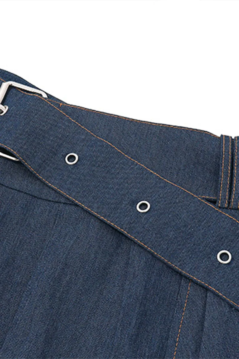 US3496 Denim Shirt and Skirt Set