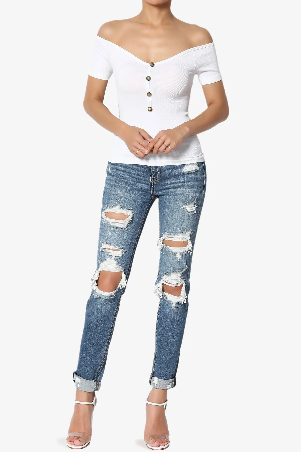 Vala Off Shoulder Ribbed Top