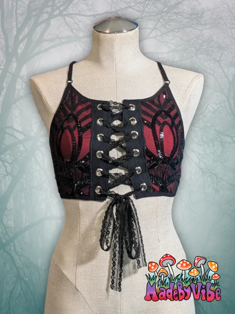 Vampira Lace Up Backless Crop Top - Ready to Ship
