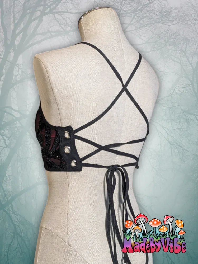Vampira Lace Up Backless Crop Top - Ready to Ship