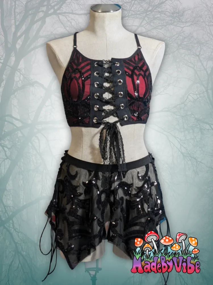 Vampira Lace Up Backless Crop Top - Ready to Ship