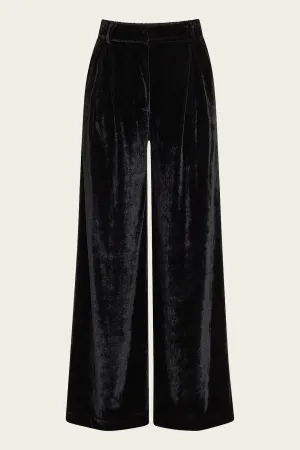 Velvet Wide Leg Pant in Black