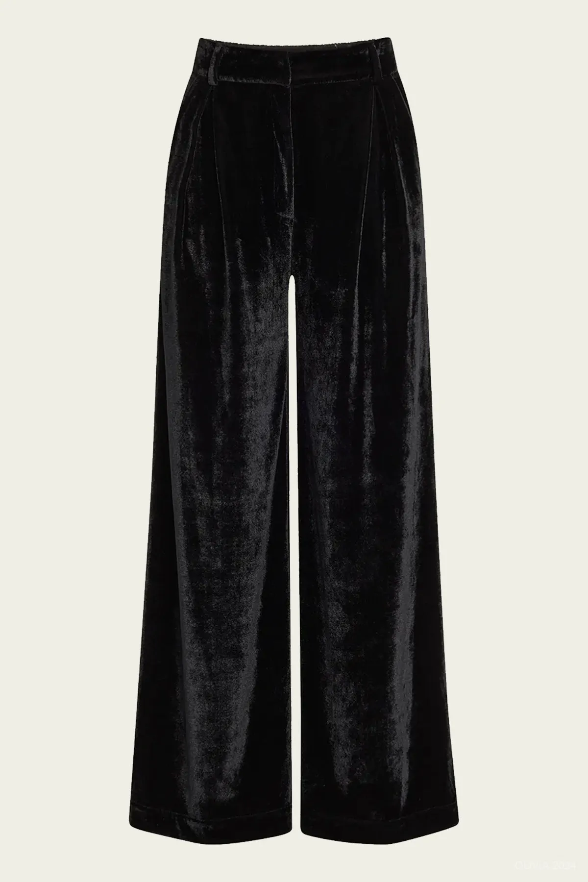 Velvet Wide Leg Pant in Black