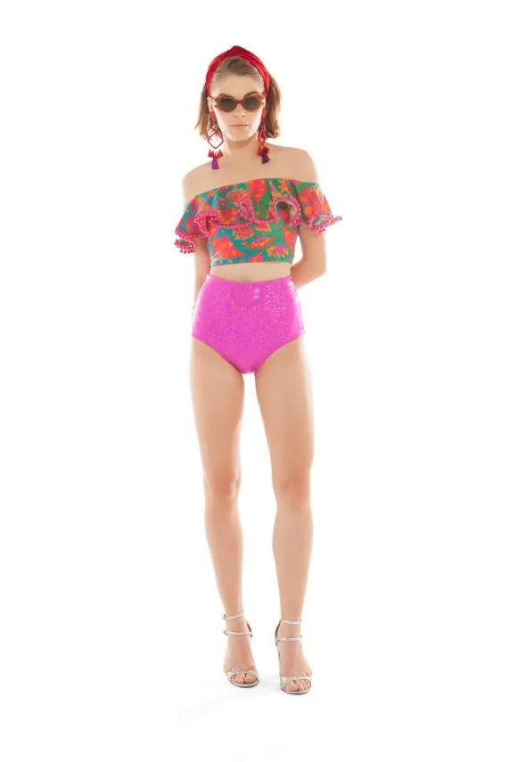 VENDALA OFF THE SHOULDER CROP TOP