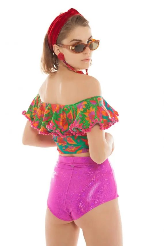 VENDALA OFF THE SHOULDER CROP TOP