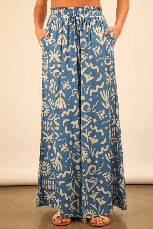 VERY J Printed Wide Leg Pants S-L