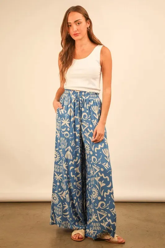 VERY J Printed Wide Leg Pants S-L