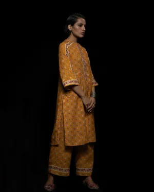 Viam   I   Mustard Ikat Hand Printed Pants
