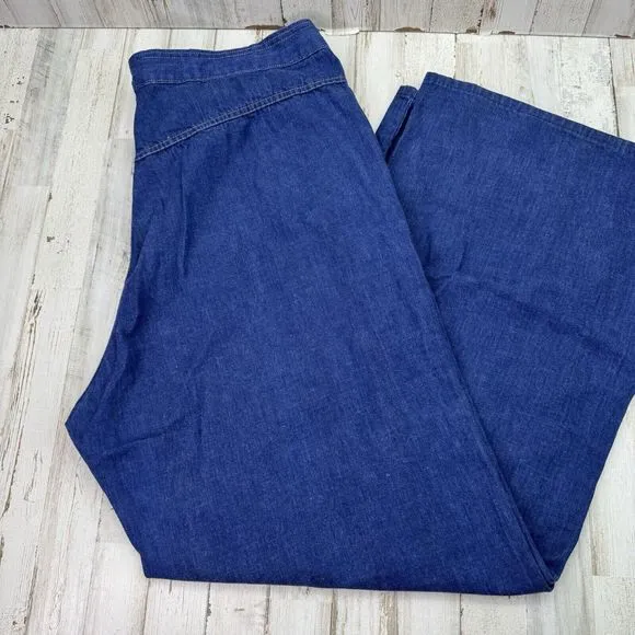 Vintage 70s Wide Leg High Rise Denim Jeans Talon Zipper Women’s Size 38x30 READ