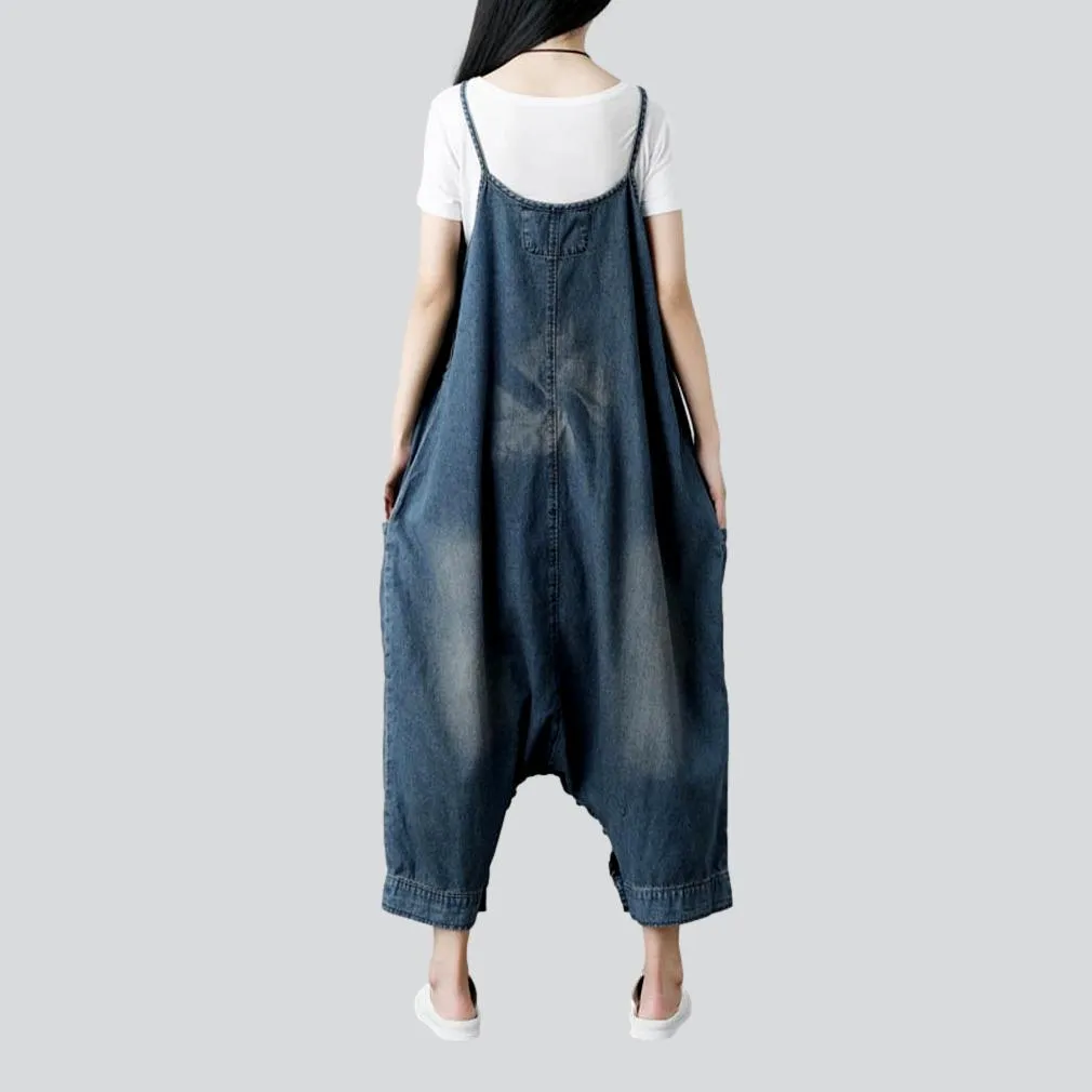 Vintage blue women jean jumpsuit