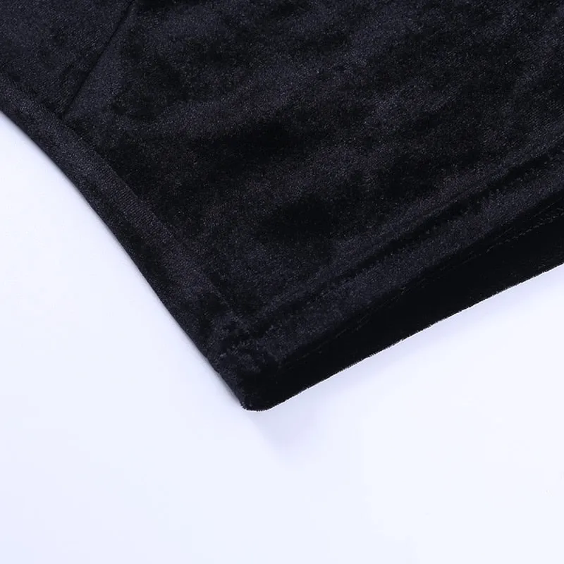 Vintage Gothic Velvet Semi-Cropped Top