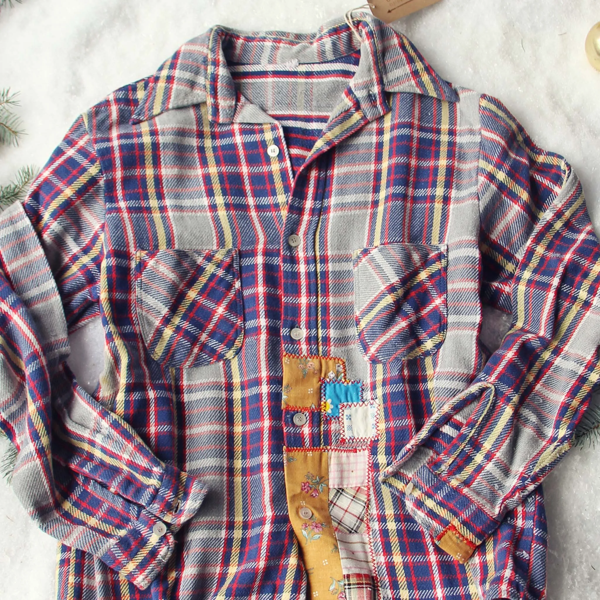 Vintage Lace & Patch Plaid Flannel #3