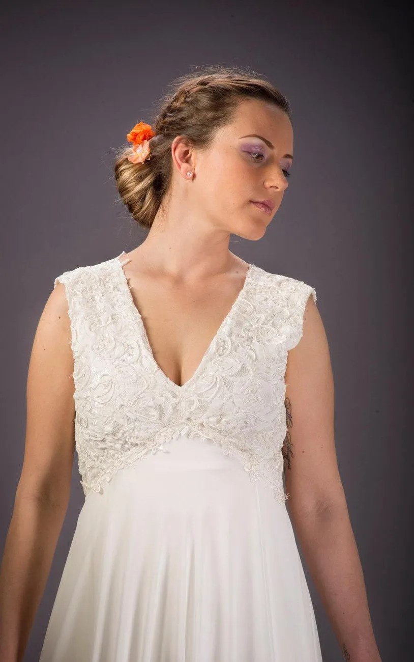 Vintage Lace Wedding Ivory Chiffon Wedding Bridal Dress-711919
