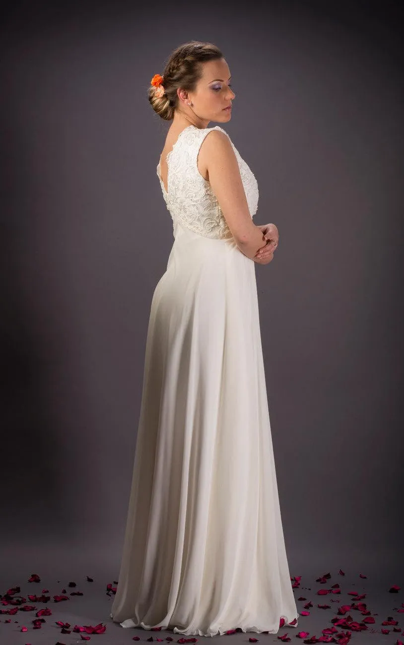 Vintage Lace Wedding Ivory Chiffon Wedding Bridal Dress-711919