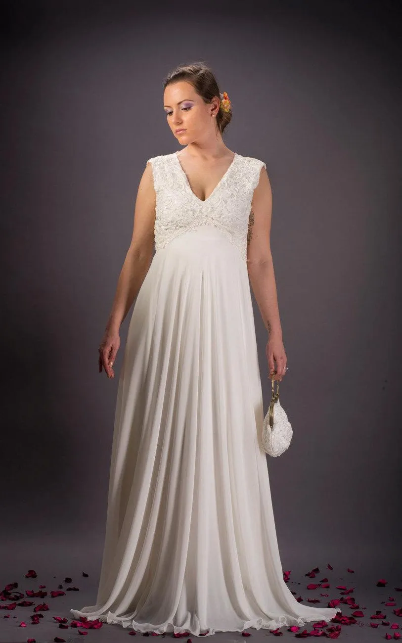 Vintage Lace Wedding Ivory Chiffon Wedding Bridal Dress-711919
